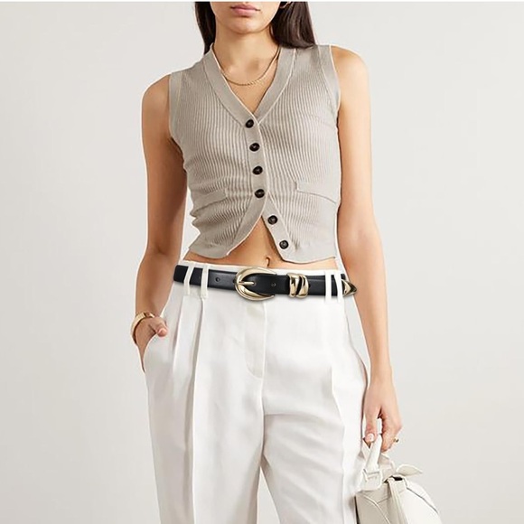 Back leather belt w gold hardware size M - Picture 4 of 4